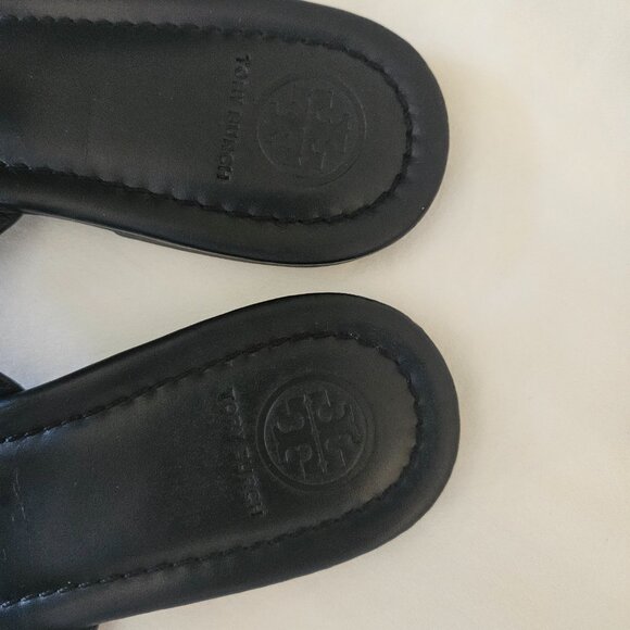 TORY Burch Black Leather Miller Sandals size 9M Style #3964 / S/N 44229 - Picture 5 of 8